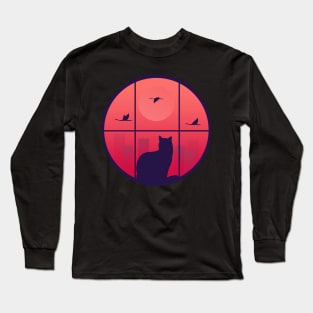 A Lonely Cat at Sunset Long Sleeve T-Shirt